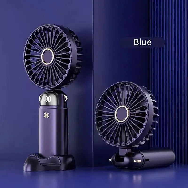 Breezento Mini Handventilator | 5 Windstufen | Tragbarer USB Tischventilator mit Handyhalter | Leiser Taschenventilator