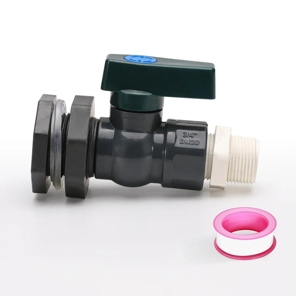 AquaPorta Regenfass Wasserhahn Set | PVC Auslaufhahn 3/4 Zoll | Fassanschluss Adapter | Dichtungsset für Regentonne