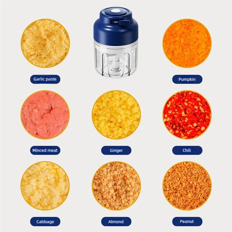 Chopiva Elektrischer Mini Zerkleinerer | USB Food Processor | 6-Klingen System | 320 ml Küchenzerkleinerer