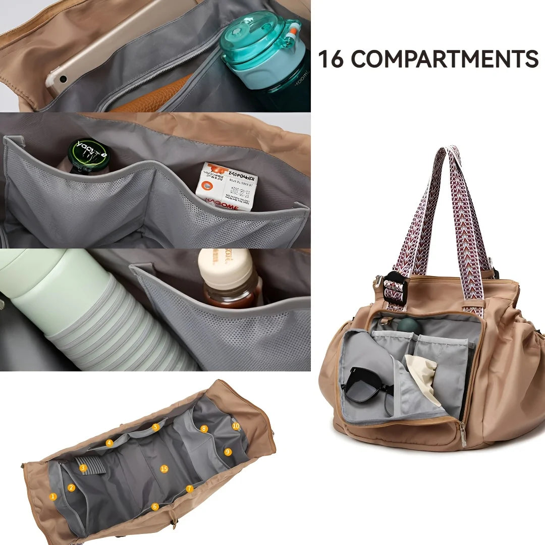 Travellia Großer Nylon Rucksack Damen | Wasserabweisend | Multi-Taschen Reise- & Alltagsrucksack