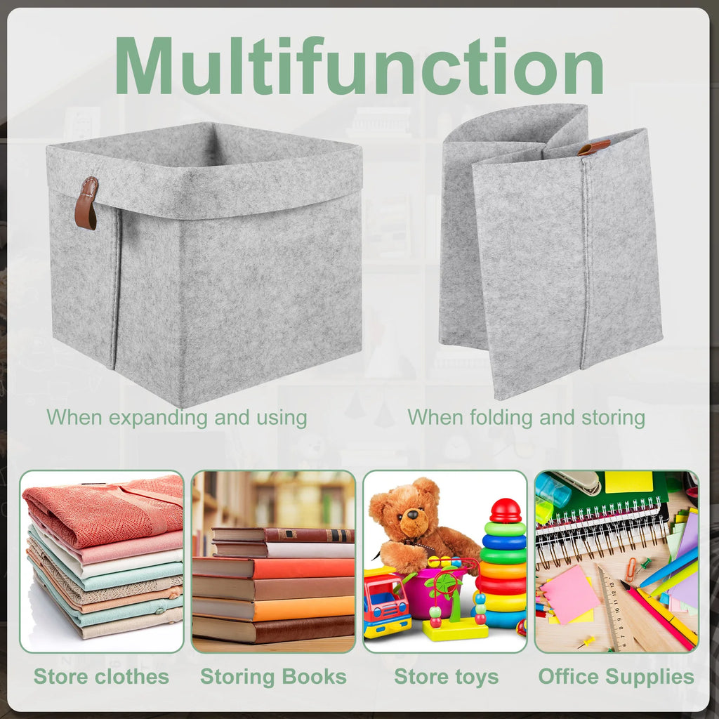 Feltino 6er-Set Aufbewahrungskörbe aus Filz | 12 L Faltbare Organizer für Zuhause & Schrank
