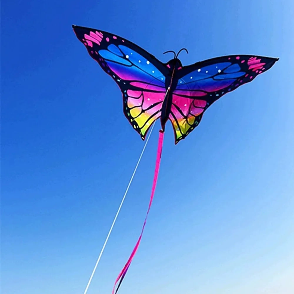 FlutterFly Schmetterlingsdrachen 1,45 m | Bunter Outdoor-Spiel-Drachen für Kinder | Stabil & Leicht Steuerbar