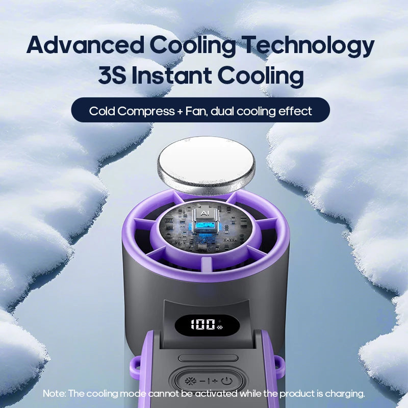 Glaciaro Mini Ventilator | 100 Stufen Turbo | 3600 mAh Akku | Faltbar & Ice-Cooling