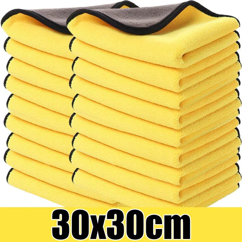 GlanzMeister Microfiber Cloth Double-Sided | Extra Absorbent & Lint-Free | For Car, Glass & Household | Yellow/Grey