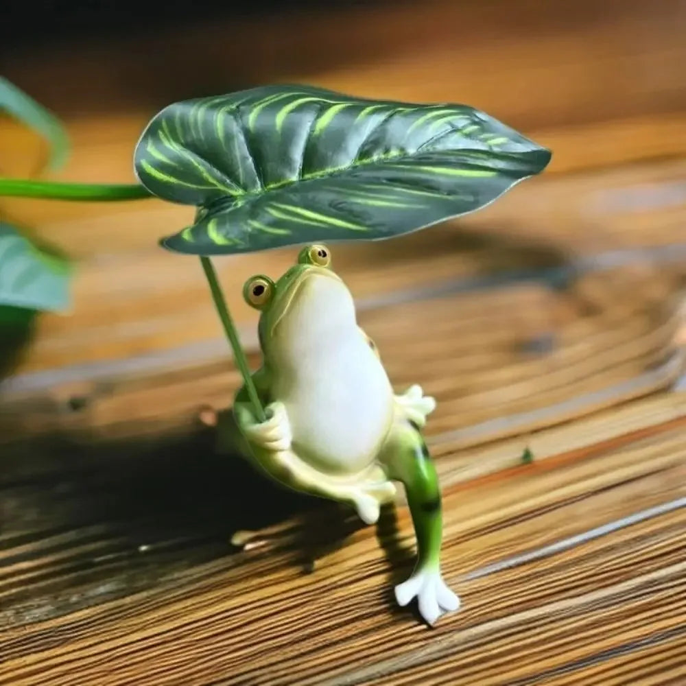 Frovia Garden Frosch Figur Deko | Gartenfigur aus Resin | Grün | Cartoon Design