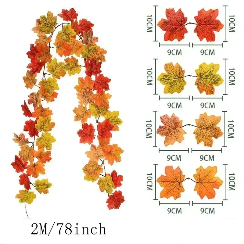 Aurelia Autumn Garland | Artificial Maple Leaf Wreath | 200 cm | Decoration for Home & Garden