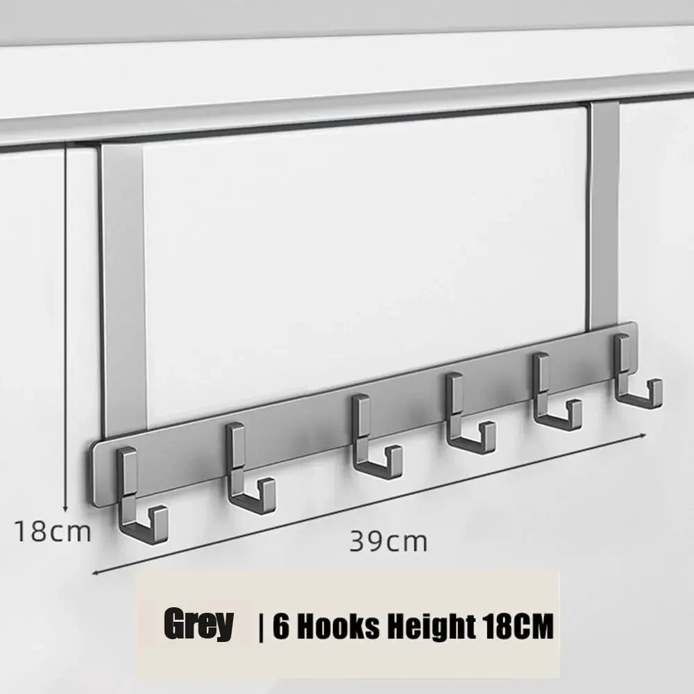 Hangiva Türhaken Organizer | 6 Haken | Aluminium Türgarderobe | Ohne Bohren | Für Türen 4,1–4,5 cm