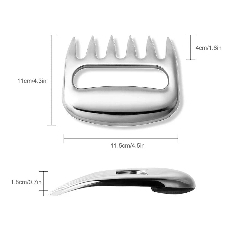 CLAWPURE BBQ Fleischkrallen Set | Edelstahl | 2 Stück | Fleischzupfer & Shredder