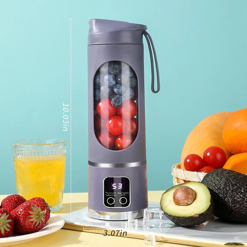 Fruvella Tragbarer Mini-Smoothie-Mixer | 450 ml | 10 Edelstahlklingen | USB wiederaufladbar | Eis- & Saftzerkleinerer