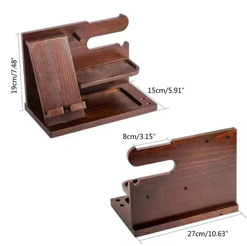 WoodVault | Nachttisch-Dockingstation aus Holz | Organizer für Smartphone, Schlüssel & Geldbörse | 27 × 15 × 19 cm