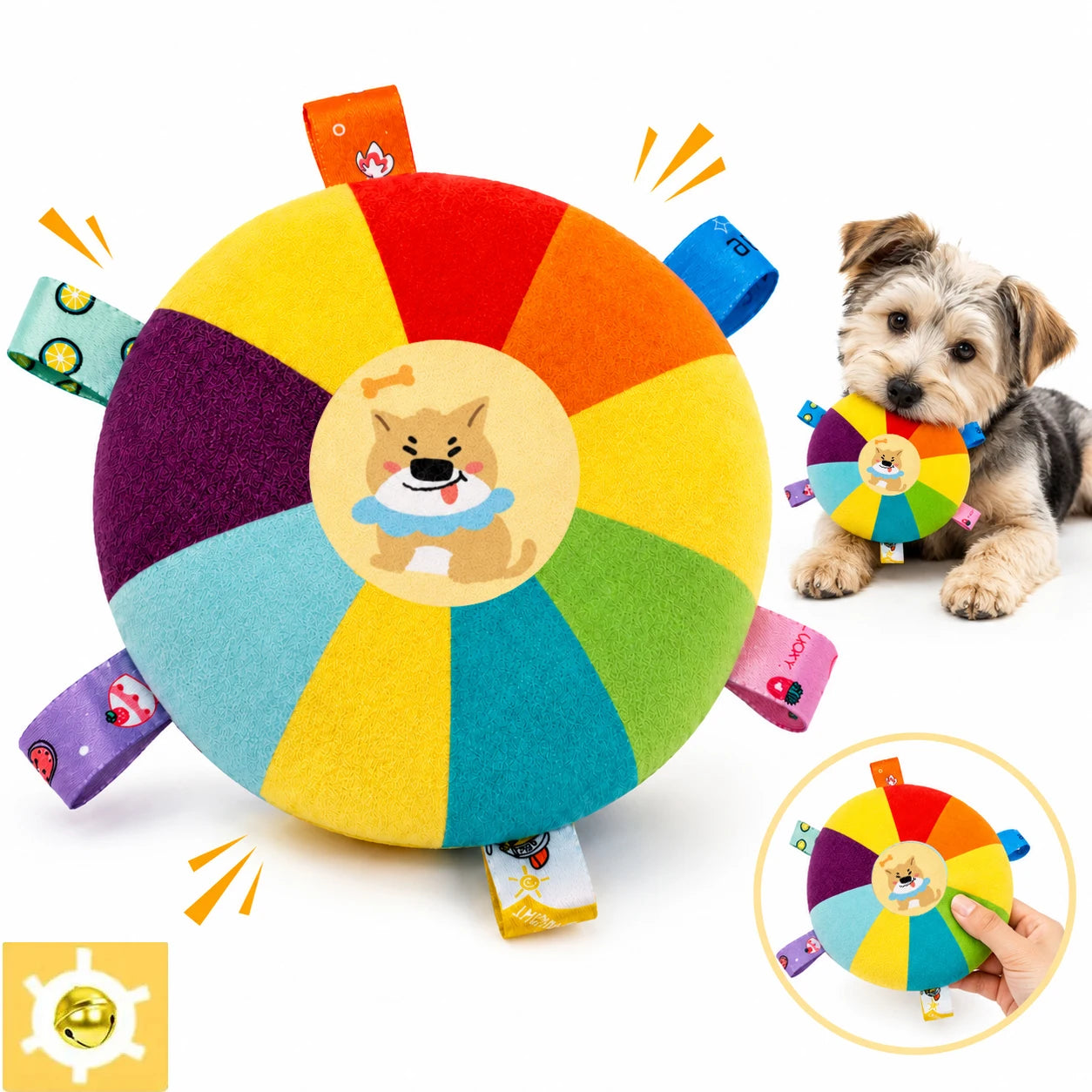 BiteBello Hundespielzeug Plüsch Frisbee | Quietschend | Cartoon-Design | Für Welpen & kleine Hunde | Bissfest & verschleißfest