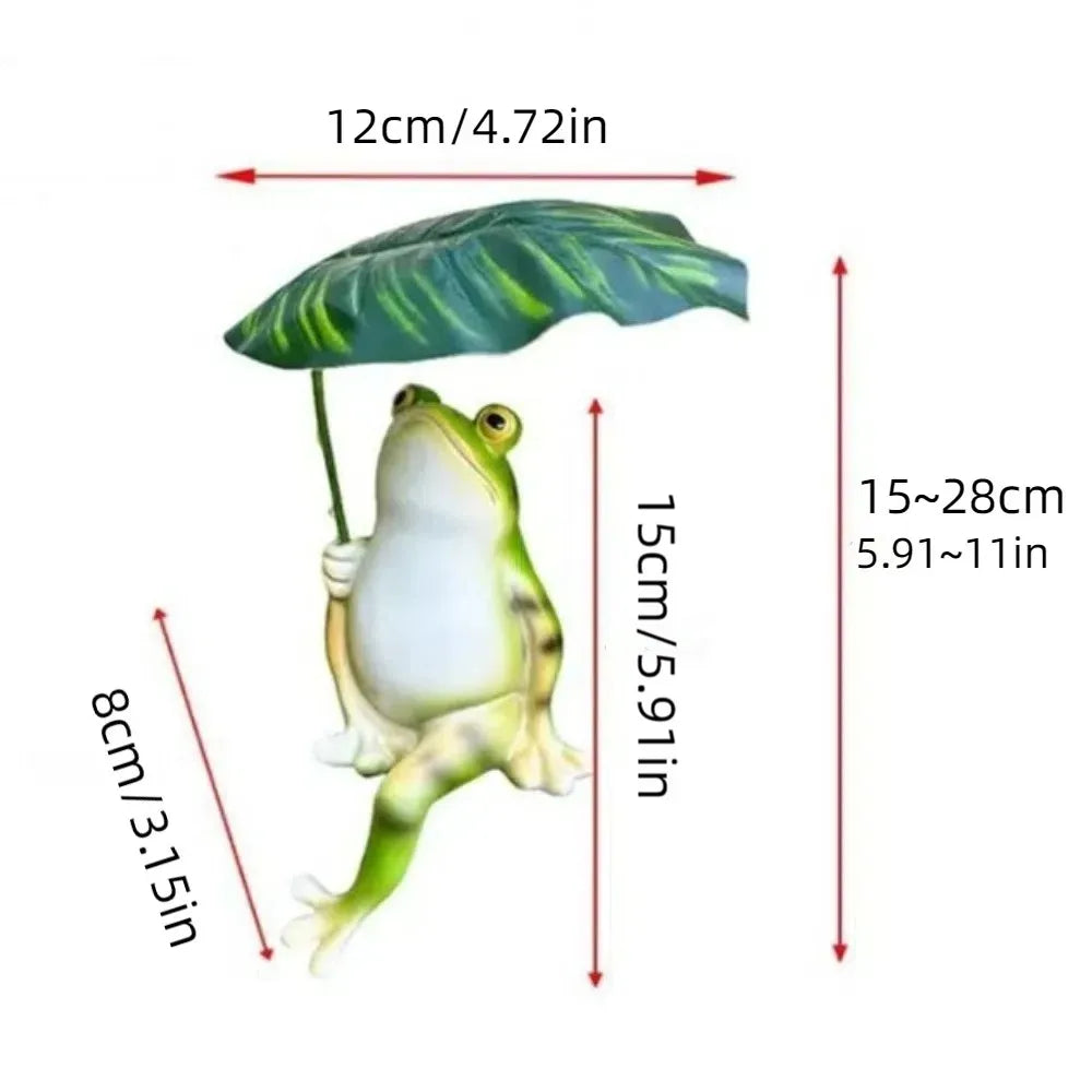 Frovia Garden Frosch Figur Deko | Gartenfigur aus Resin | Grün | Cartoon Design