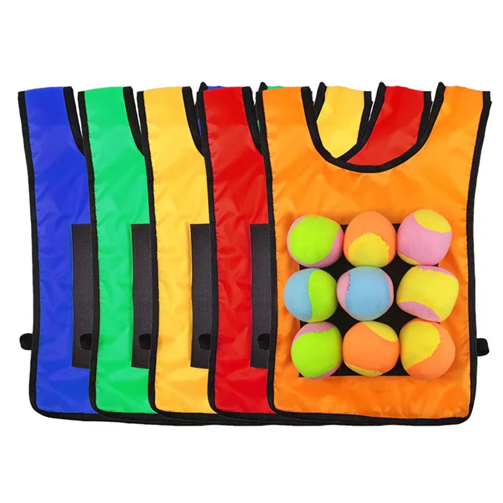 Velcoro Dodgeball Weste Set | Klett Zielweste mit Softbällen | 39 x 53 cm Outdoor Wurfspiel