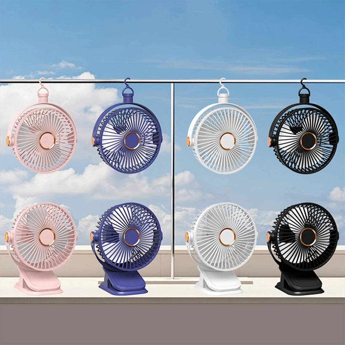 Breezique | Mini-USB-Ventilator mit 5 Geschwindigkeiten | 360° drehbar & Nachtlicht | Wiederaufladbar