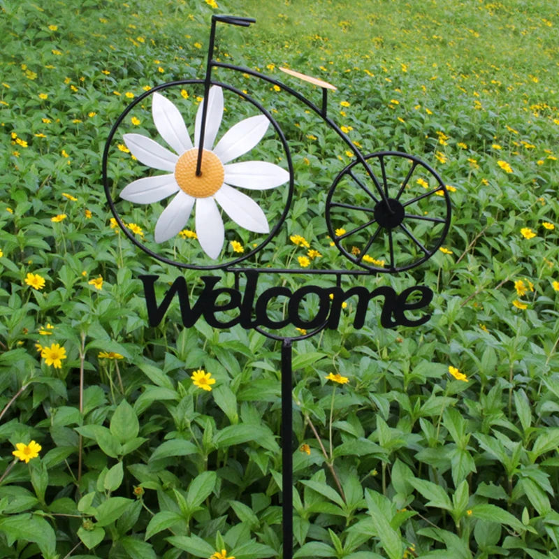 FLORAMOVIA Garten Windrad Margerite | Metall | Wetterfest | Hof & Rasen Dekoration