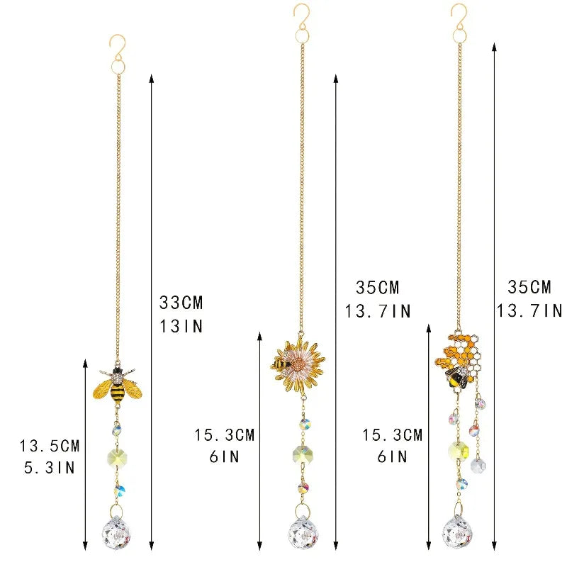 Celunara Sonnenfänger-Set | Sonne Mond Stern Design | Metall-Hängedekoration für Garten & Balkon | 3-teilig