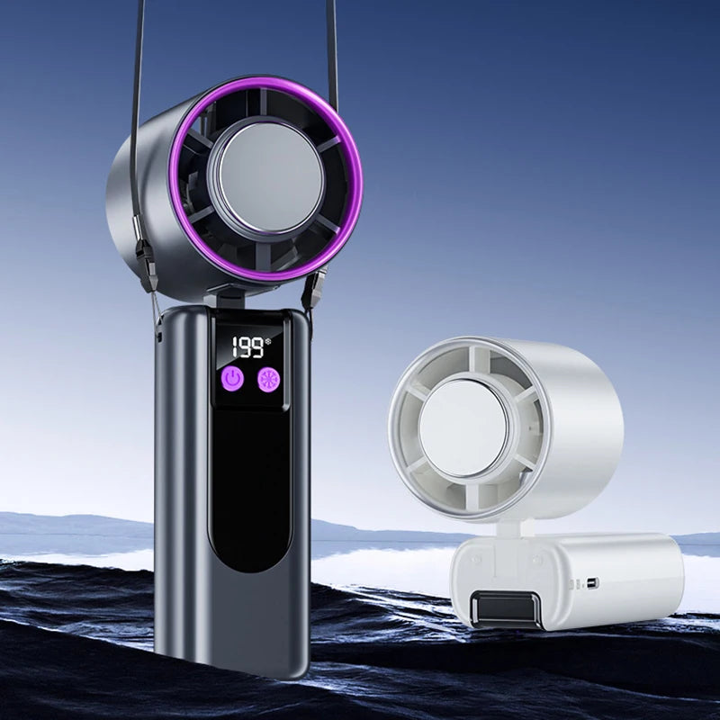 FROSTWAVE Handventilator mit Kühlfunktion | Turbo High-Speed | USB | Digitaldisplay | 3 Modi