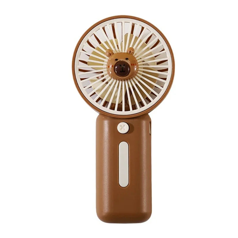 BreezeCap Mini-Handventilator | Tragbarer USB-Ventilator | 3-Gang Windstärke | Cartoon Capibara Design | Sommer Cooling