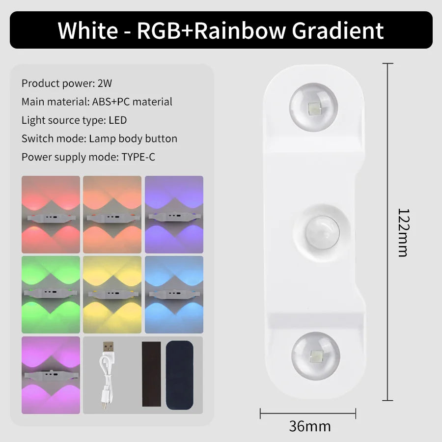 Lumora LED-Nachtlicht mit Bewegungsmelder | Magnetisch | USB-Aufladbar | 3 Lichtfarben für Schrank & Treppe