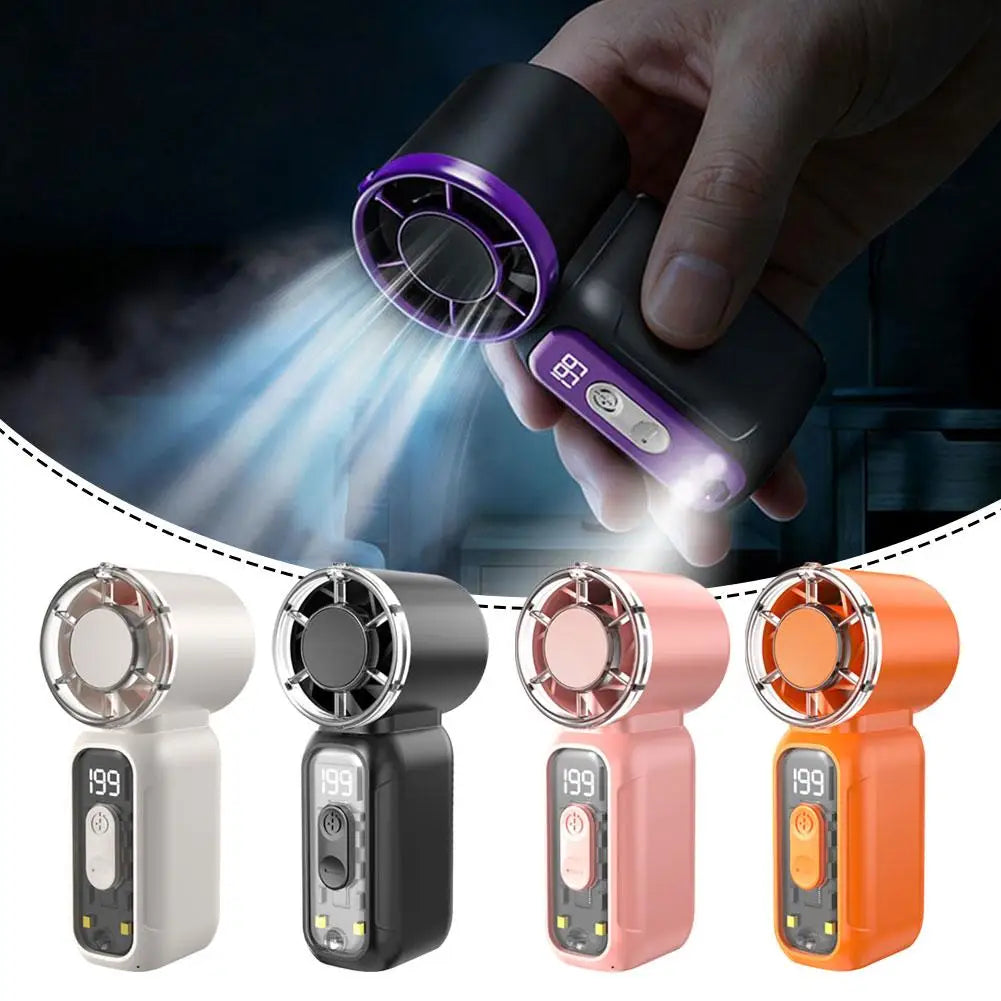 BreezeNova | Mini Handventilator mit LED-Display | USB Wiederaufladbar | 1200 mAh Akku | Tragbarer Nackenventilator