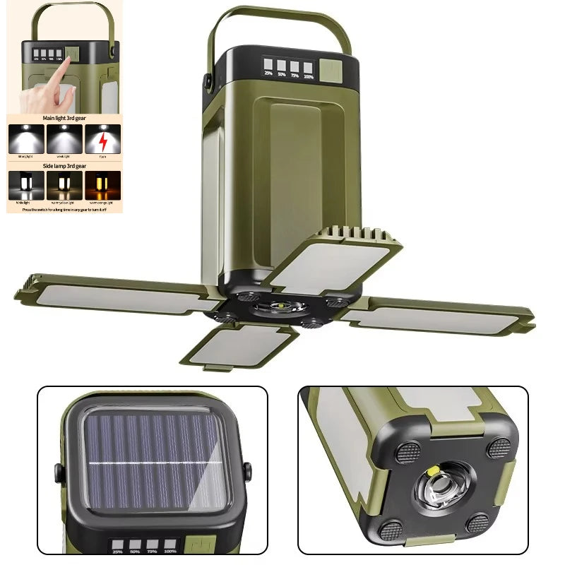 Lumorix | Solar-Campinglampe | Powerbank-Funktion | USB-C Aufladbar | LED-Zeltleuchte | IPX4 Wassergeschützt