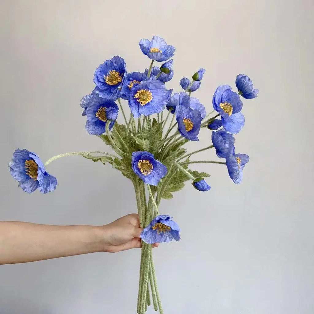 Floravelle Kunstmohn mit Langstiel | Dekorative Seidenblume für Hochzeit, Tisch & Wohnraum