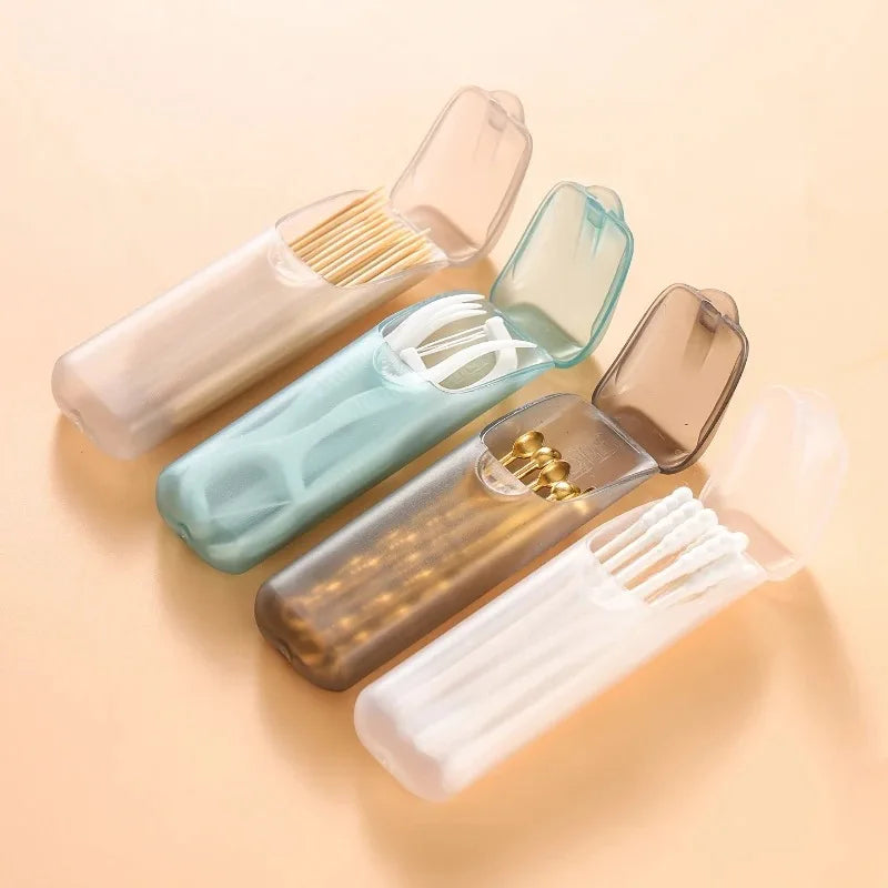 PocketPure Zahnstocher-Organizer | Tragbare Aufbewahrungsbox mit Deckel | Für Zahnseide & Wattestäbchen