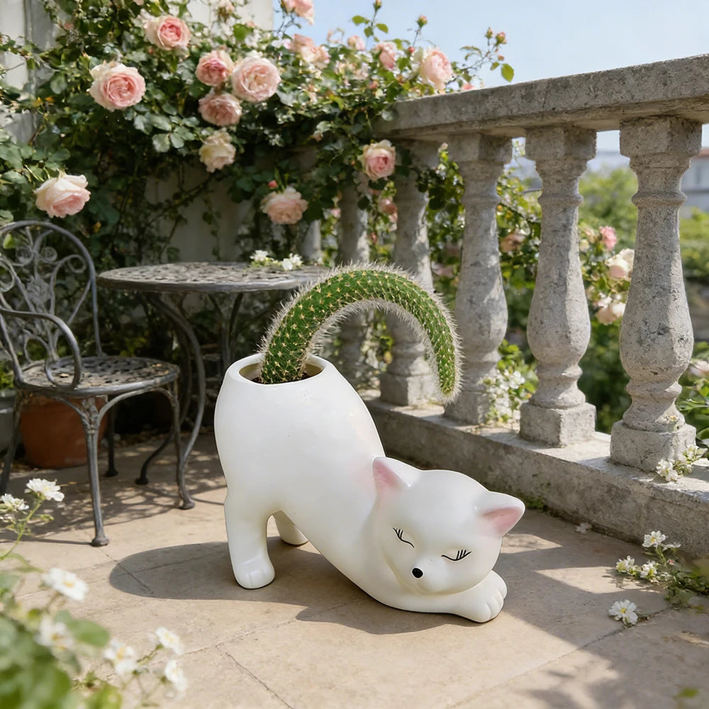 CatGarden Cartoon Katzen-Schwanz Blumentopf | Kreative Pflanzendeko | Sukkulenten & Kakteen für Garten, Balkon & Zuhause
