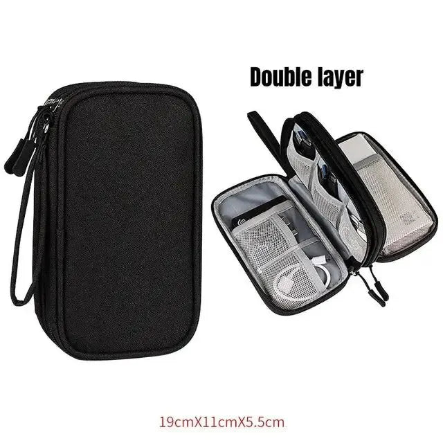 CableGuard Reise Kabel Organizer | Wasserdichte Aufbewahrungstasche | Doppel-Lagen Elektronik Zubehör Tasche