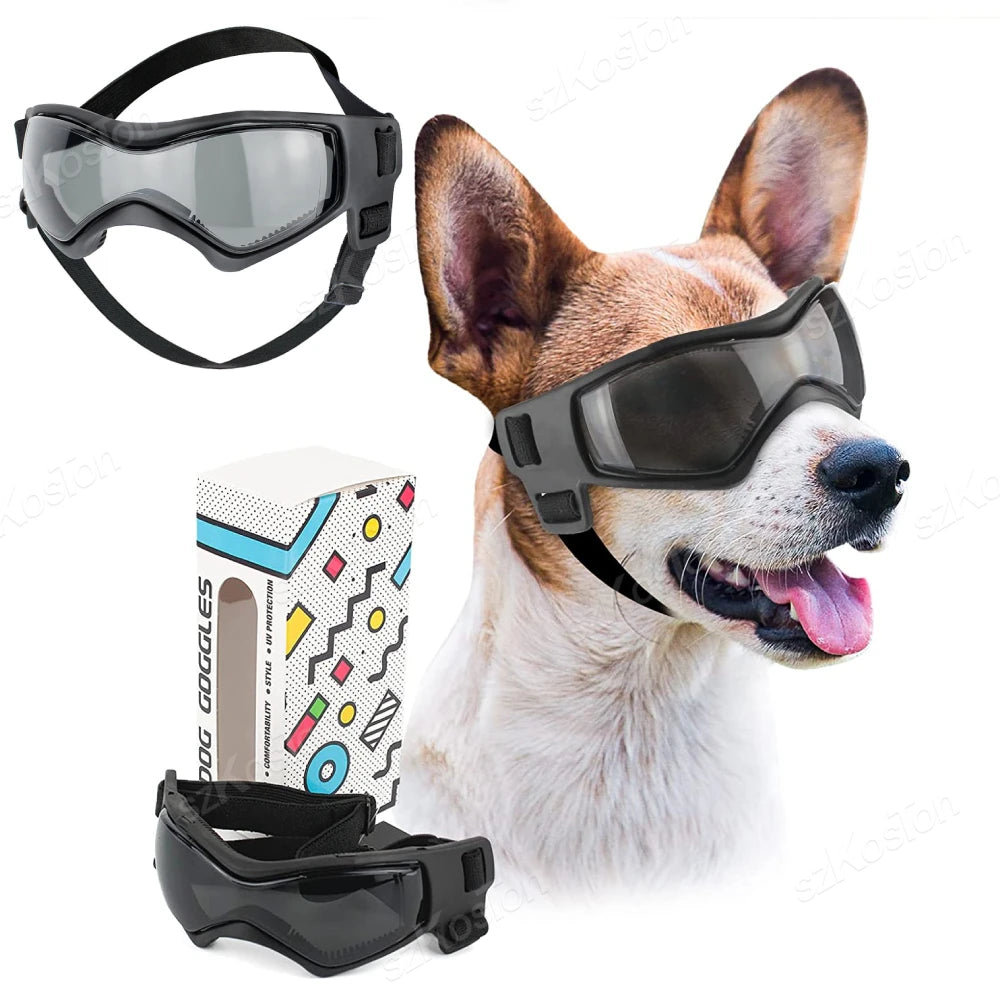 SunPaws Hunde Sonnenbrille | UV-Schutz Schutzbrille für Hunde & Katzen | Antibeschlag mit Belüftung | Verstellbare Gurte | Größe S/M