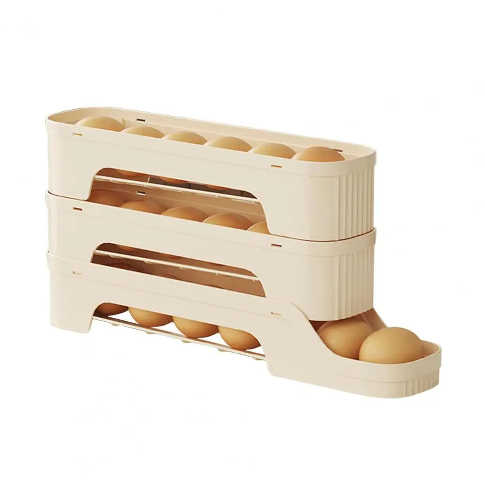 Egg Box RolloMaxx | 4-Stack Egg Organizer | Space-Saving & Self-Rolling | Transparent Design