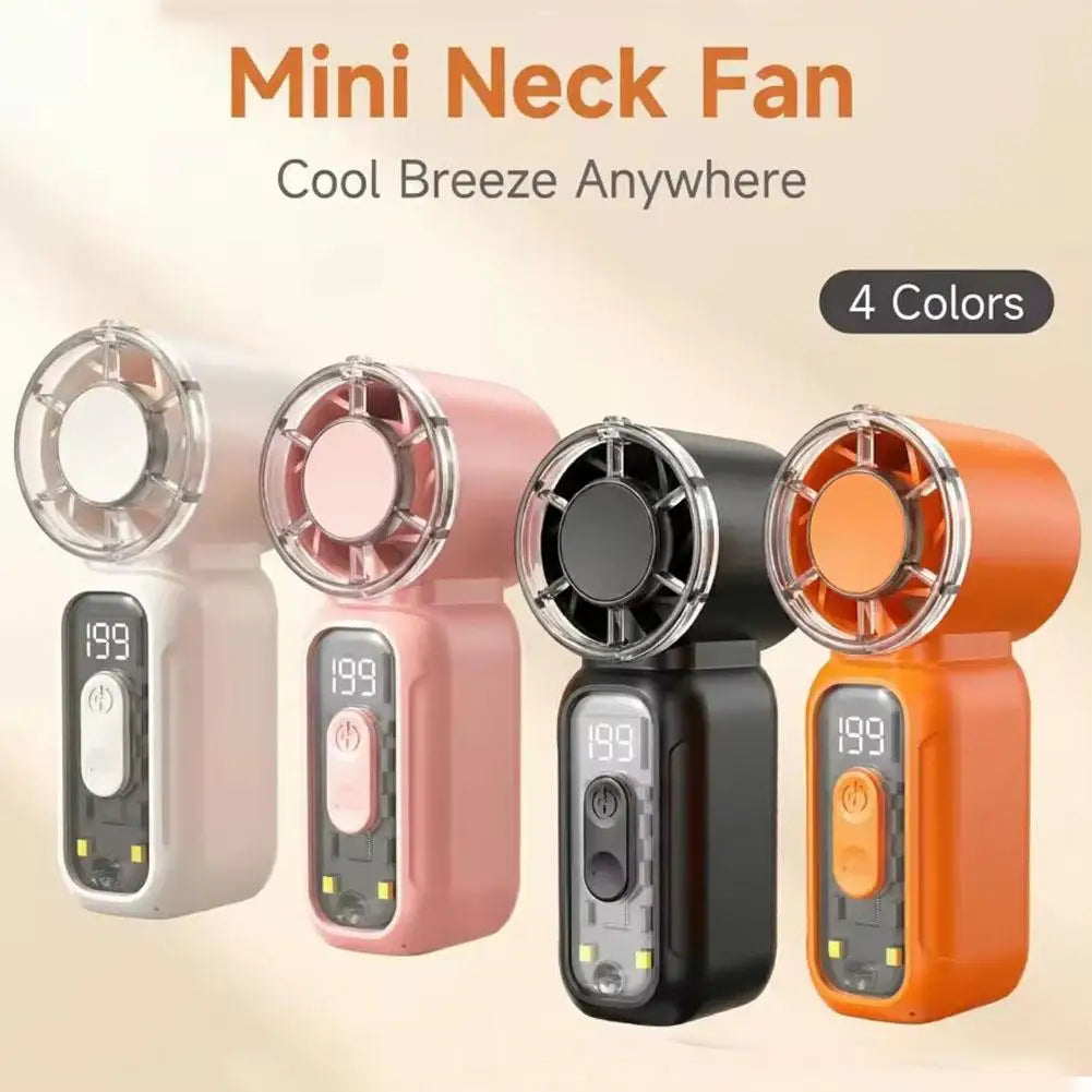 BreezeNova | Mini Handventilator mit LED-Display | USB Wiederaufladbar | 1200 mAh Akku | Tragbarer Nackenventilator