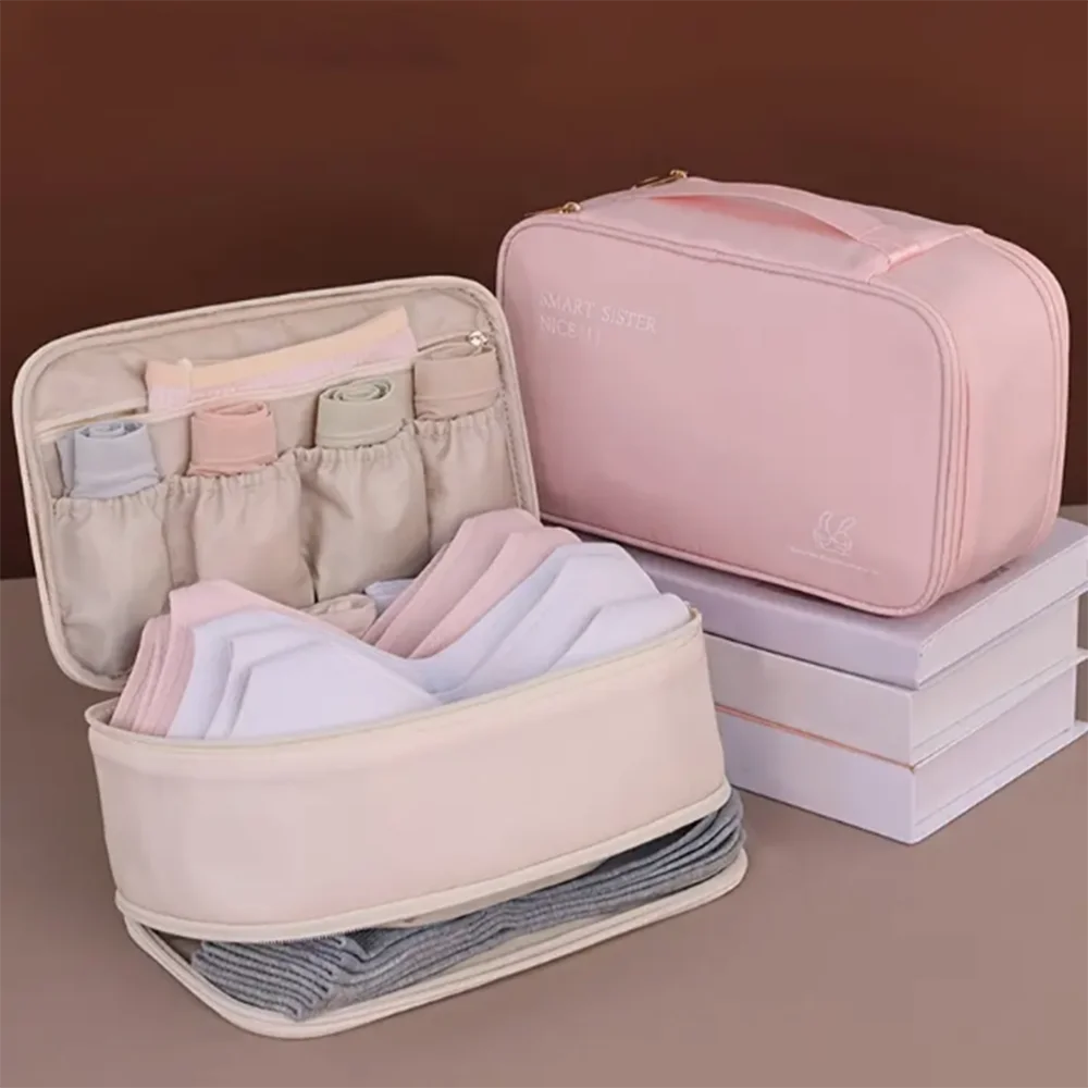 IntimaLux Tragbarer Doppel-Lingerie Organizer | Nylon Aufbewahrungsbox | Reise & Zuhause
