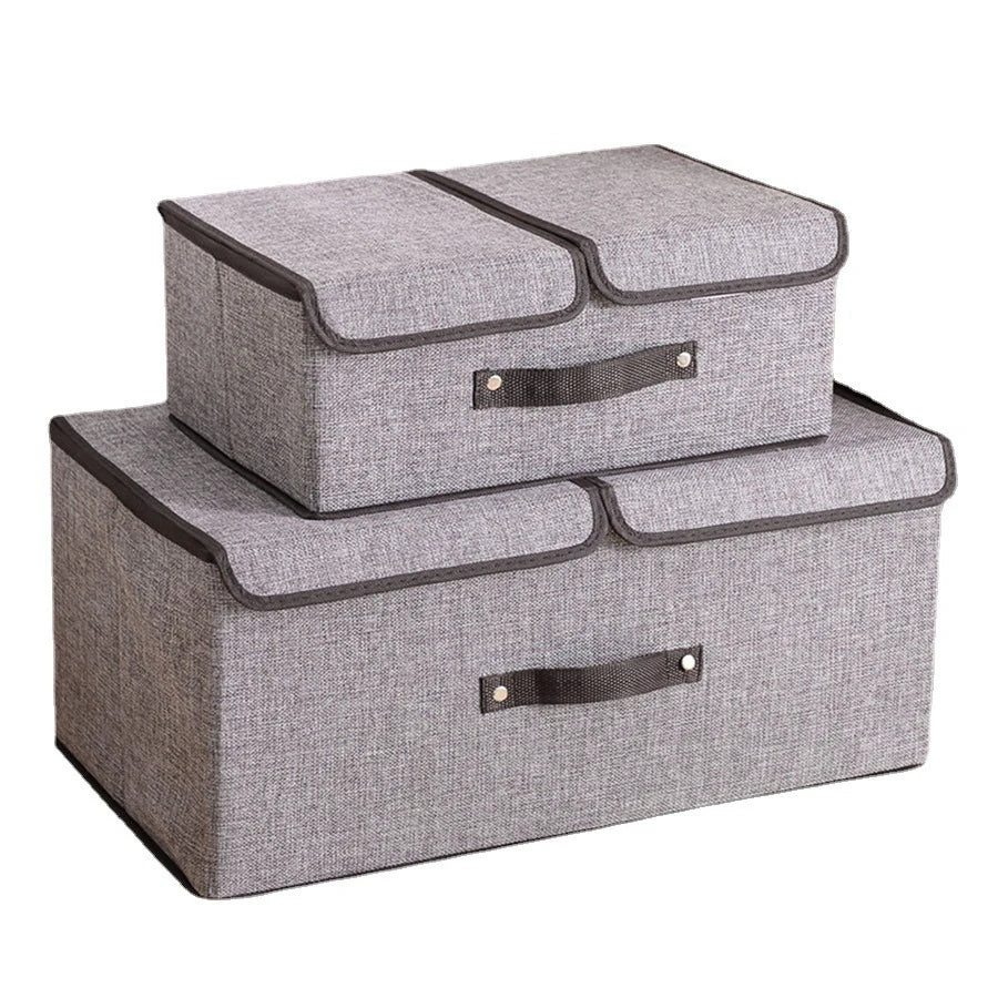 CottonNest Faltbare Aufbewahrungsbox aus Baumwolle | Doppel-Deckel Organizer | Kleidung & Unterwäsche Aufbewahrung