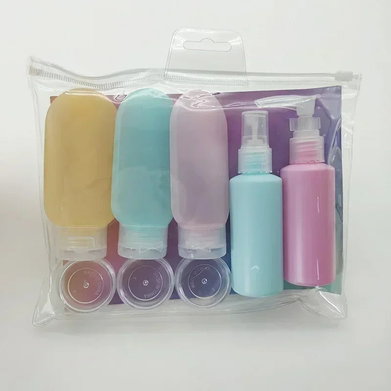 ReiseFüll Reise-Flaschen Set | Nachfüllbar mit Spray & Tuben | Auslaufsicher für Kosmetik | Handgepäck geeignet | Typ A/B