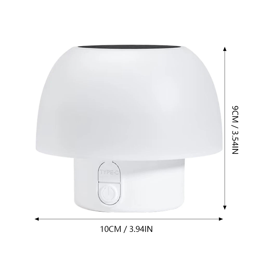 SolunaGlow Solar Tischlampe LED Pilz Design | Dimmbar & 4 Modi | IP65 Wasserdicht | Kabellos