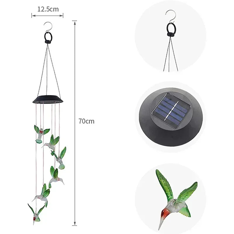 Solarisia | Solar-Windspiel mit Farbwechsel-LEDs | Wasserdichte Hängelampe für Garten, Balkon und Terrasse