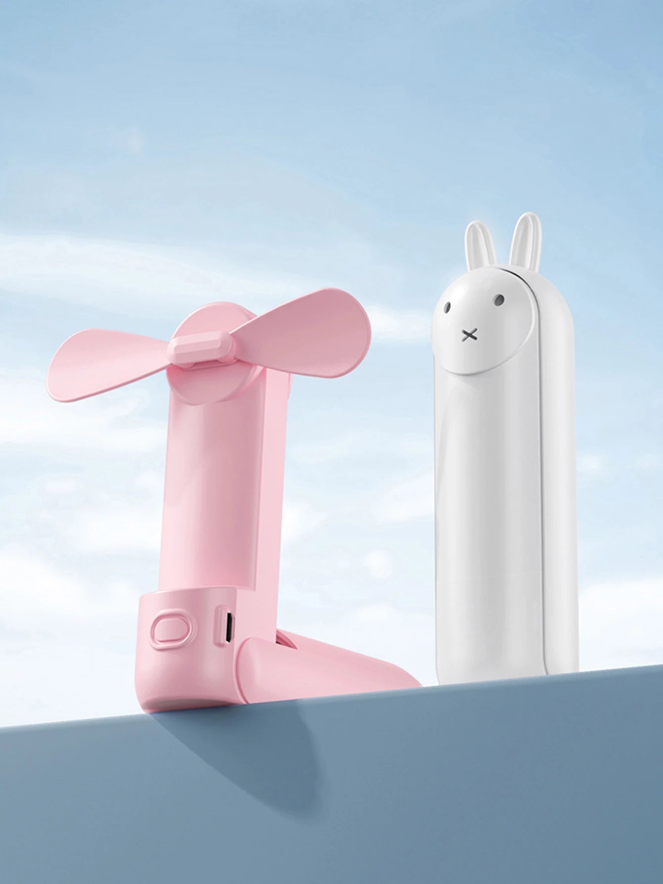 BreezeBuddy Mini USB-Handventilator | Wiederaufladbarer tragbarer Tischventilator | Cartoon-Design | Faltbar & kompakt