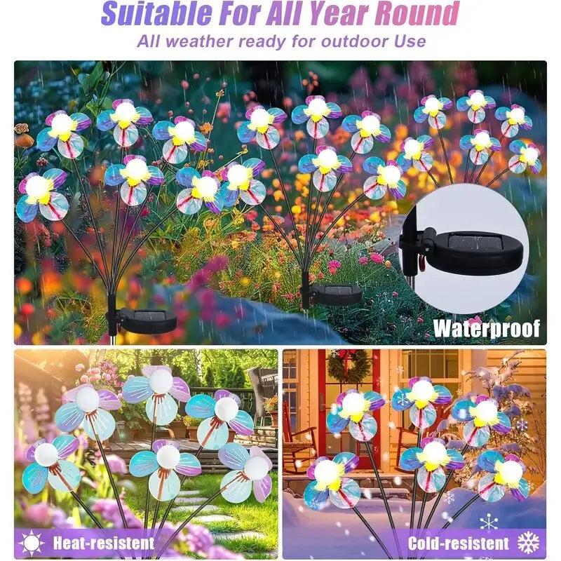 GlowPetal Solar-Blumenleuchte | LED Gartendeko | 2 Modi | Wasserdicht | 30 x 12 x 12 cm