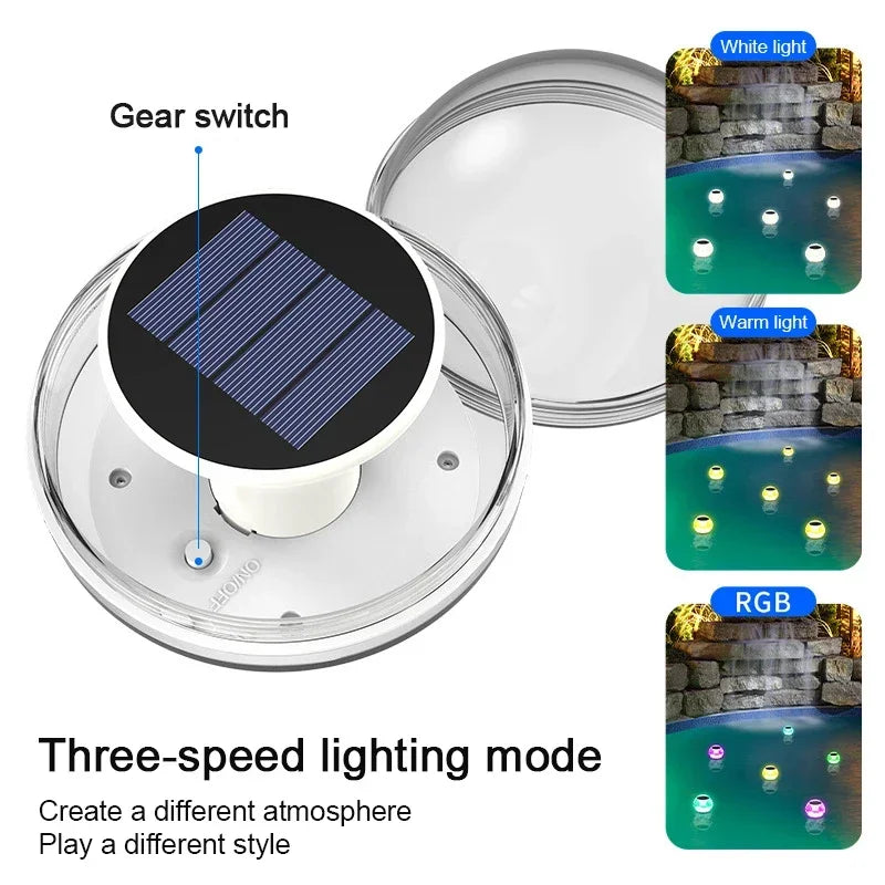 Lumivana Solar Poolleuchte schwimmend | 3 Lichtmodi LED | Wasserdicht IP65 für Pool & Teich