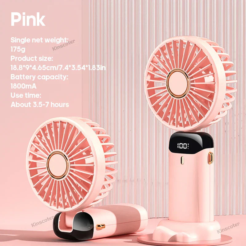 AERIONIQ 3-in-1 Mini Fan | LED Display | 5 Levels | Battery with Power Bank Function | Portable & Adjustable