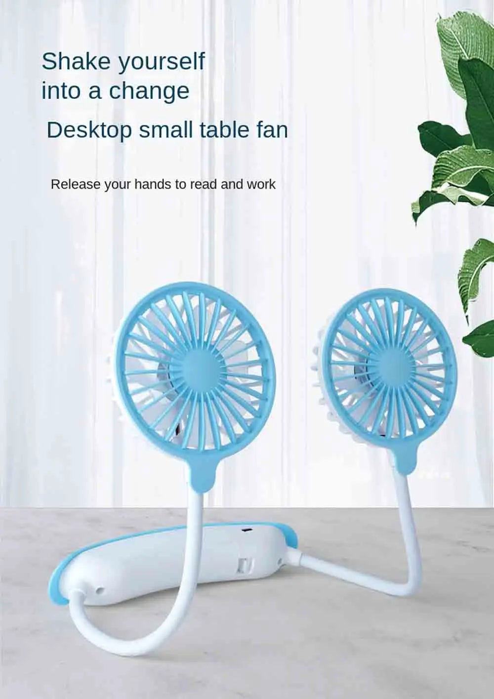 Breezino Mini Halsventilator | USB Wiederaufladbarer Neckband Fan | Tragbarer Lüfter für Sport, Büro & Outdoor 30 cm