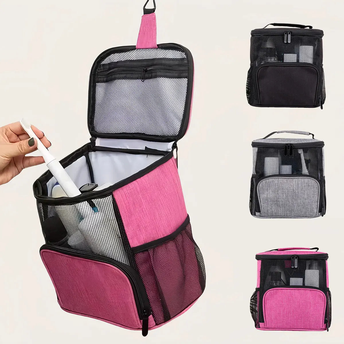 Travella Reise-Kosmetiktasche Mesh 25 × 22 × 14 cm | Wasserdicht & Schnell trocknend | Hängend & Tragbar