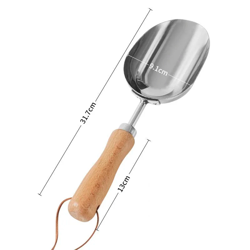 Florentra Gartenwerkzeug Set 5-teilig | Edelstahl Handwerkzeuge mit Holzgriff | Schaufel Rechen Pflanzgabel Set