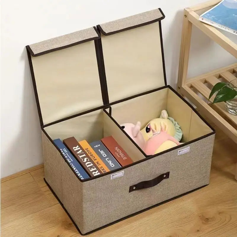 CottonNest Faltbare Aufbewahrungsbox aus Baumwolle | Doppel-Deckel Organizer | Kleidung & Unterwäsche Aufbewahrung