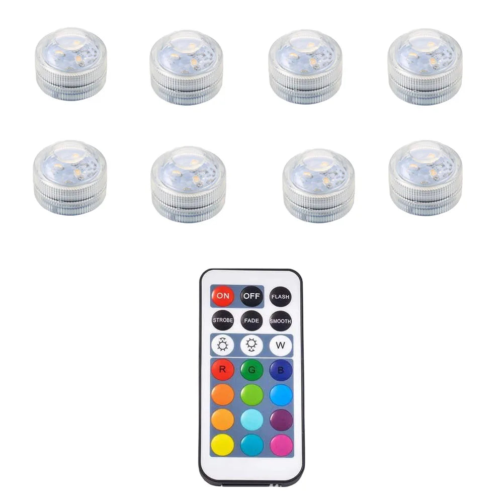 AquaGlow Mini Unterwasser-LED Lichter | RGB Farbwechsel | Fernbedienung | Wasserdicht