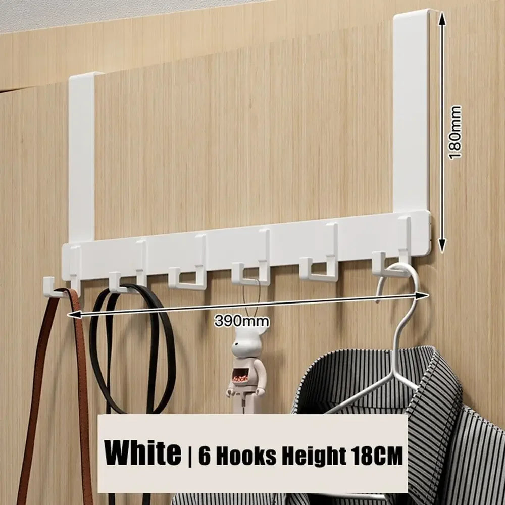 Hangiva Türhaken Organizer | 6 Haken | Aluminium Türgarderobe | Ohne Bohren | Für Türen 4,1–4,5 cm