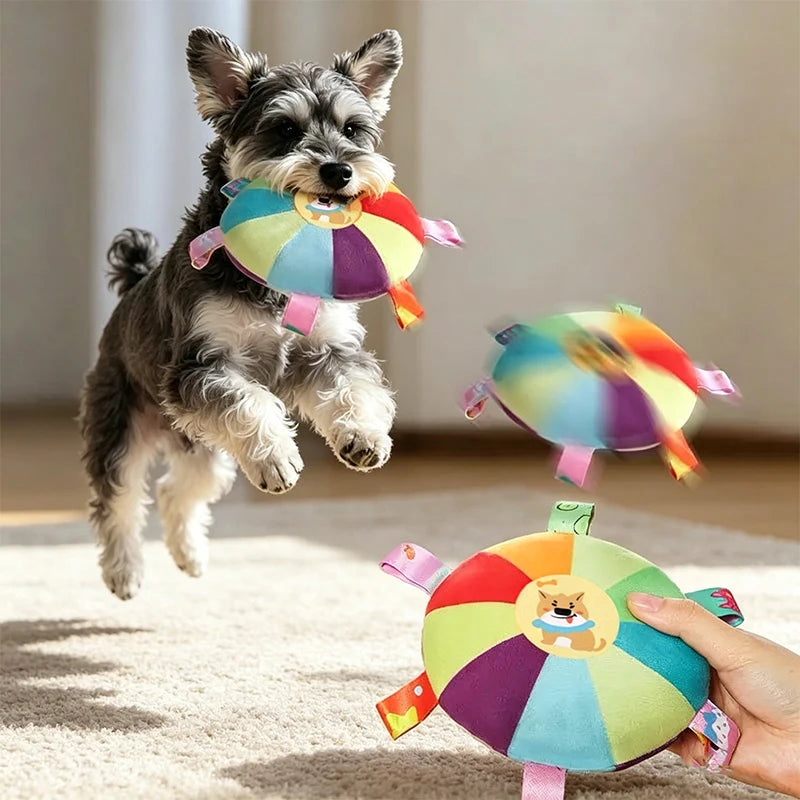 BiteBello Hundespielzeug Plüsch Frisbee | Quietschend | Cartoon-Design | Für Welpen & kleine Hunde | Bissfest & verschleißfest