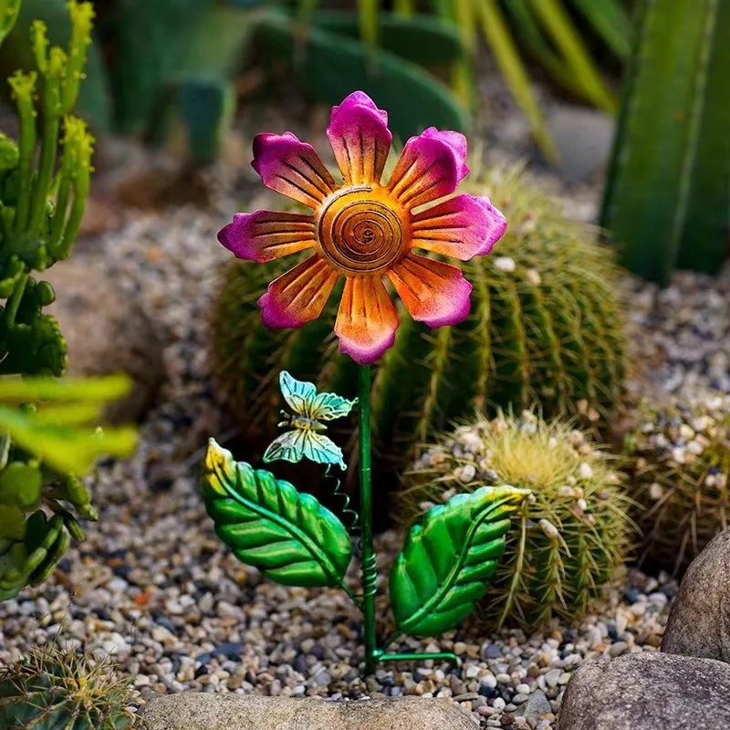 Floravera | Metall-Blumenstecker für den Garten | Dekorative Gartenskulptur | Wetterfestes Design für Rasen und Beete