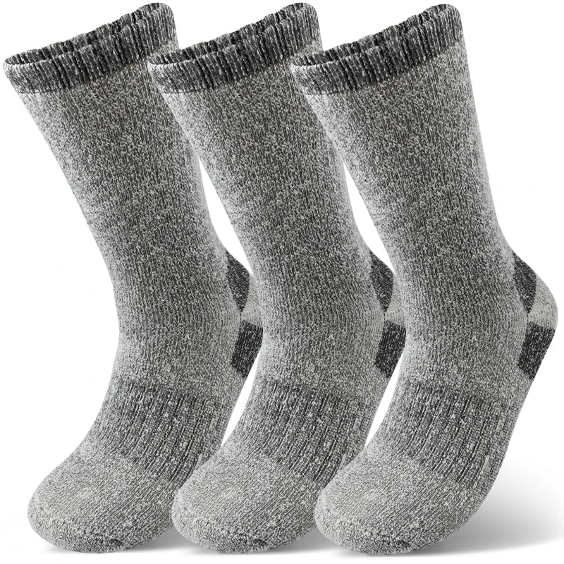 AlpenWool | 3 Pairs Men's Winter Socks | Extra Thick & Warm | Thermal Wool Socks for Skiing & Outdoor | Mid-Calf